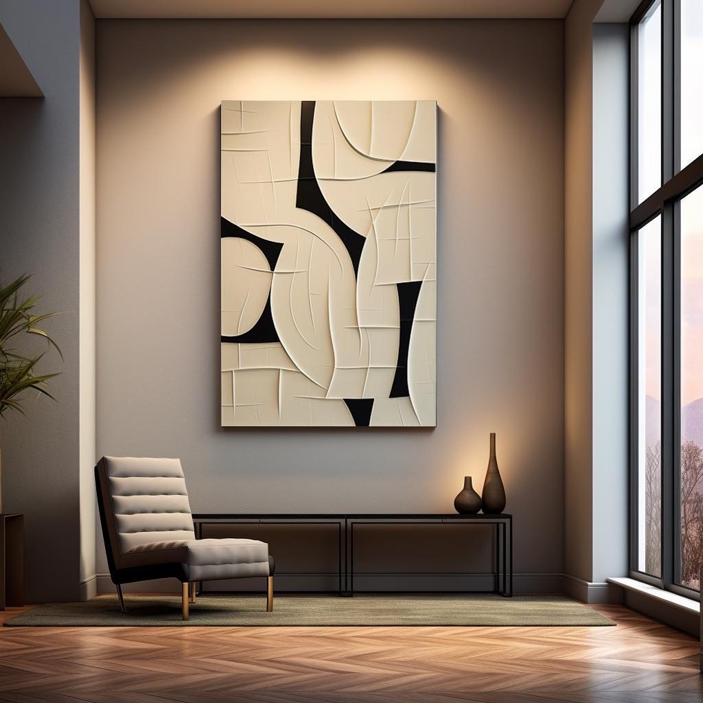 White And Black Minimalist Textured Wall Decor,Wood Carving Wall Art,3D vision,Home décor,Geometric Wall Décor,Living Room Art,Wooden Murals