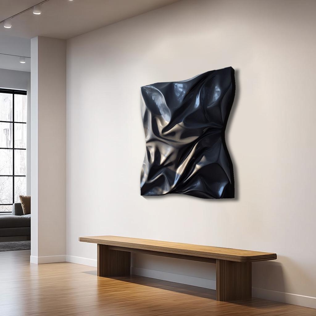 Black Wooden Abstract Wall Art- Geometric Wall Decor- 3D Wood Texture- Wood Wall Hanging- Housewarming Gift