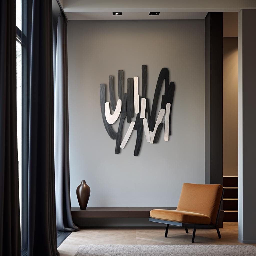 Black And White Minimalist Textured Wall Decor,Wood Carving Wall Art,3D vision,Home décor,Geometric Wall Décor,Living Room Art,Wooden Murals