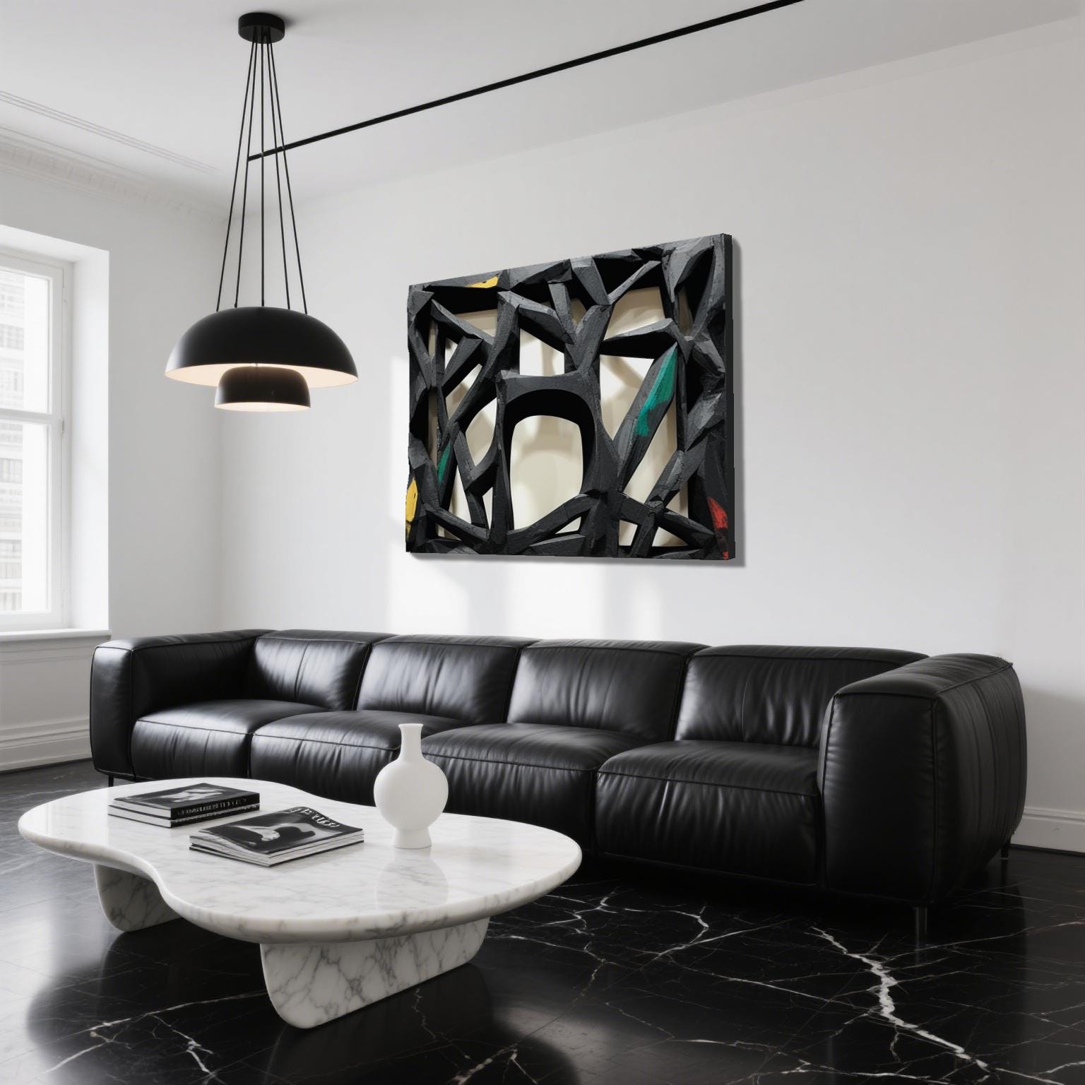 Modern Abstract Wall Art | 3D Geometric Sculpture | Black Textured Wall Decor | Contemporary Home Decor | Unique Handmade Artwork