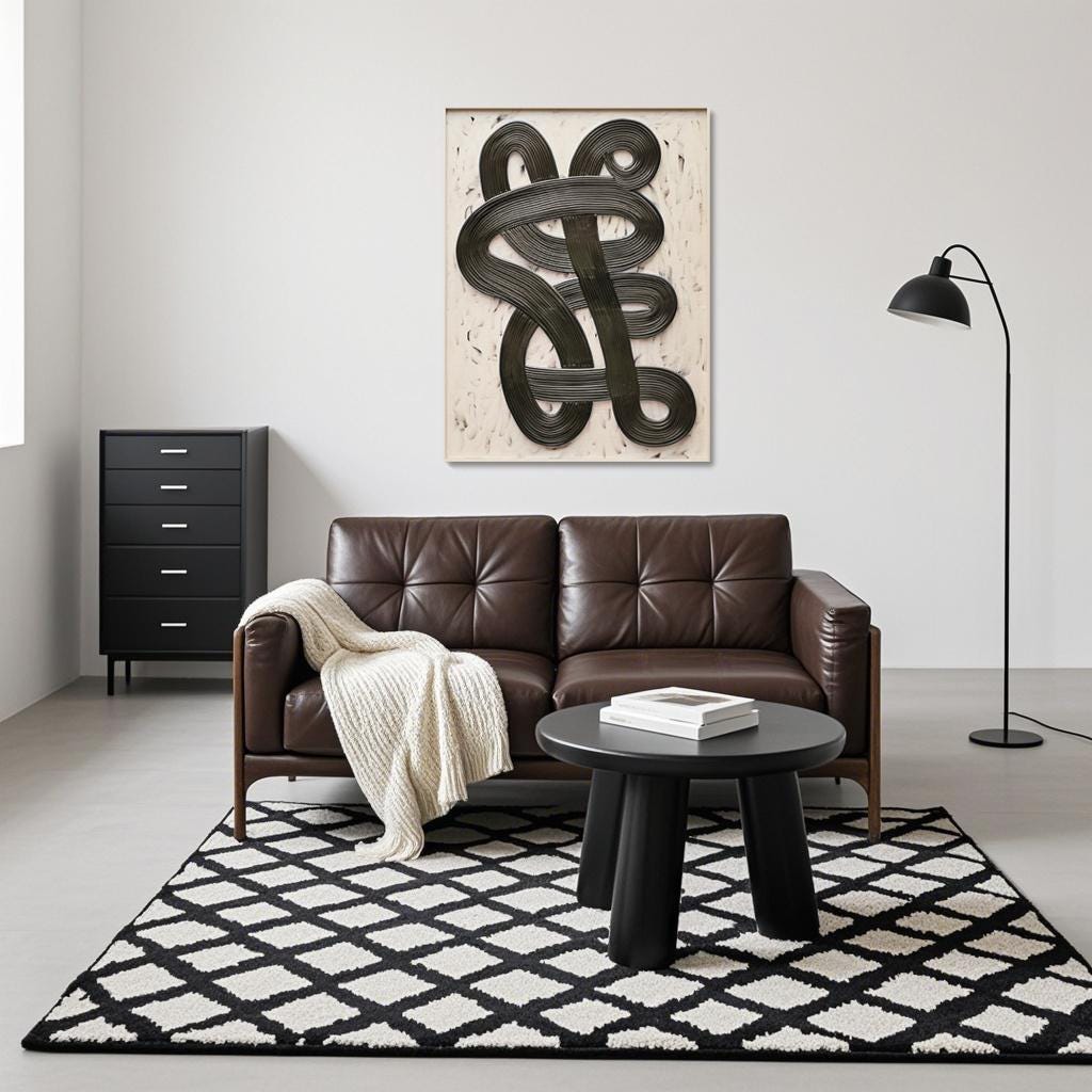 Large Navy 3D Textured Abstract Wall Art | Modern Japandi Canvas Painting | Oversized Minimalist Decor | Unique Gift for Him or Her