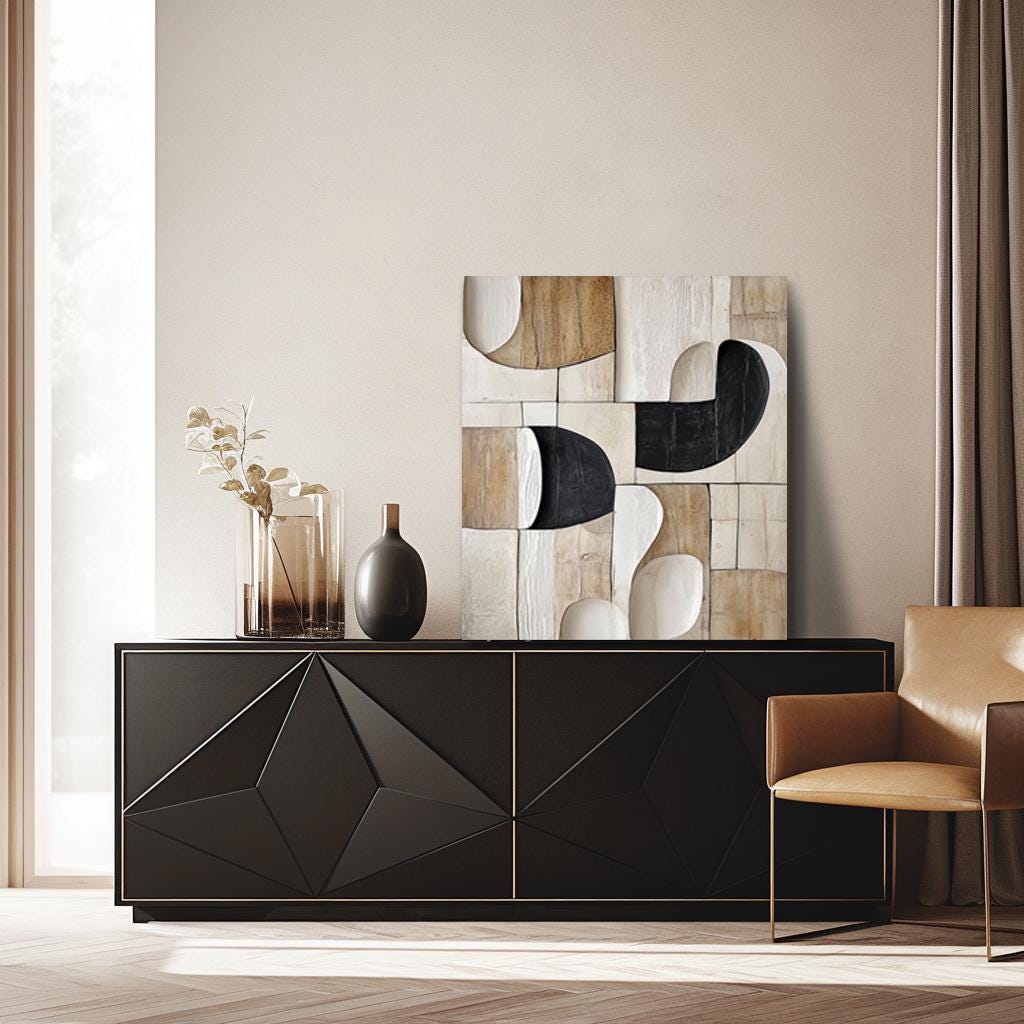 Beige and Black textured sculpture home decor-3D Wood Wall Art- modern wall art-Minimalist Wall Hanging Home Décor