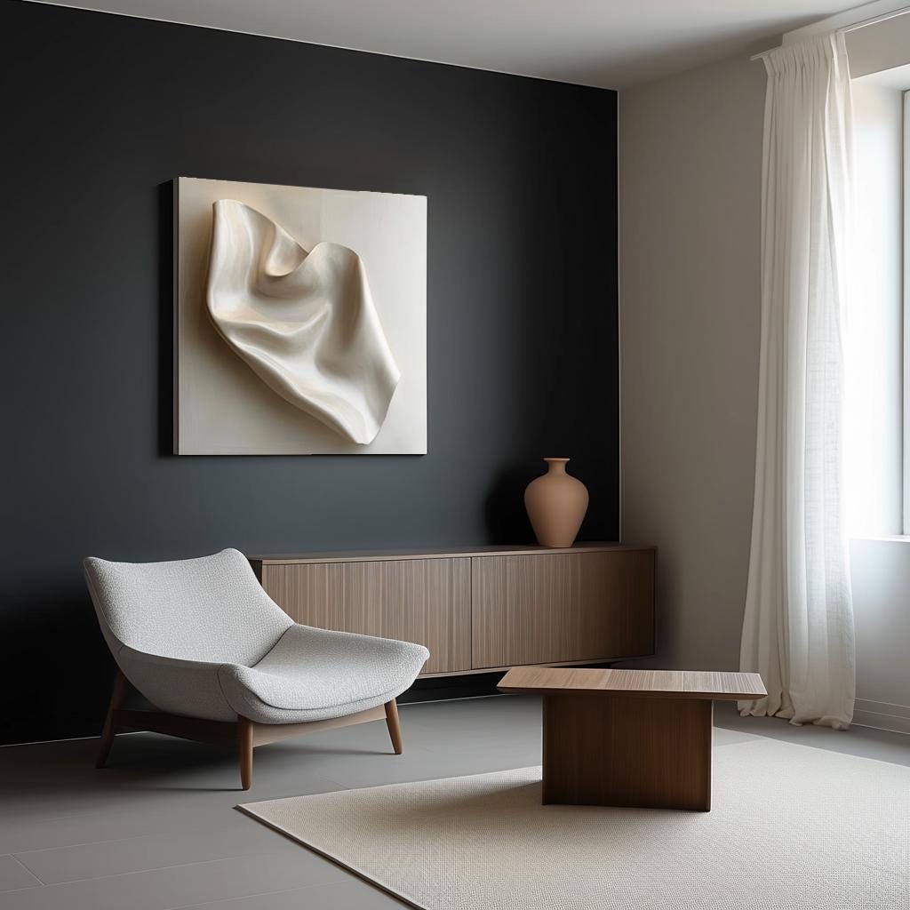 Wood Wall Décor Handmade in 3D – Organic Shape Textured Wall Art – Neutral Minimalist Sculpture for Modern Natural Home Decor