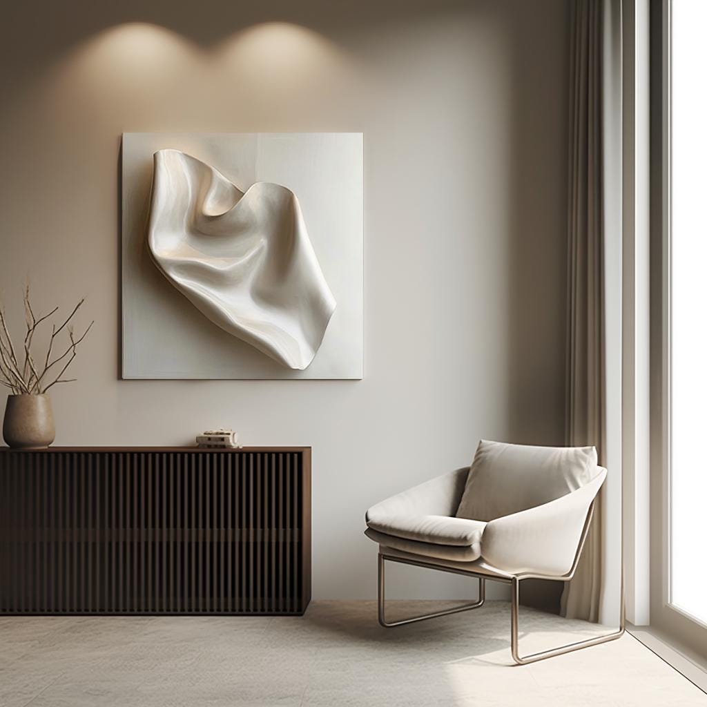 Wood Wall Décor Handmade in 3D – Organic Shape Textured Wall Art – Neutral Minimalist Sculpture for Modern Natural Home Decor