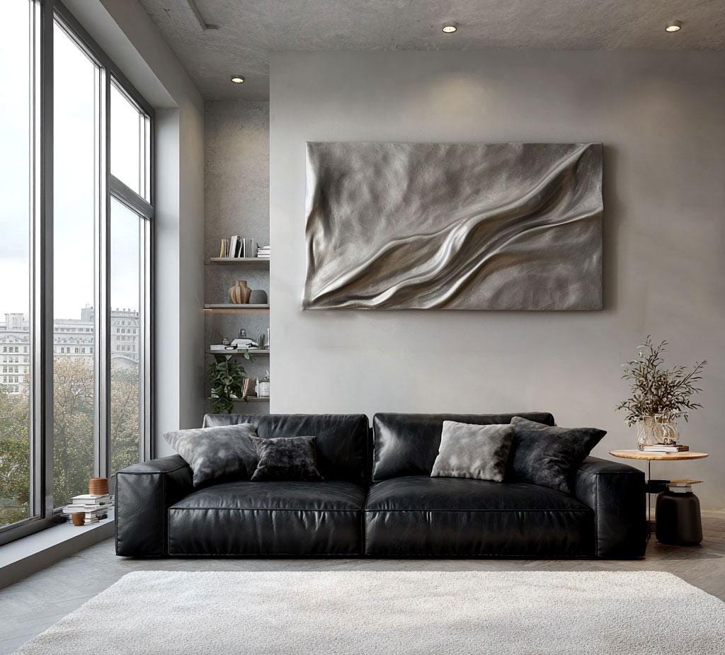 Custom Size Grey Textured Wood Wall Art – Modern 3D Wooden Sculpture | Minimalist Abstract Wall Decor for Living Room & Interior Styling