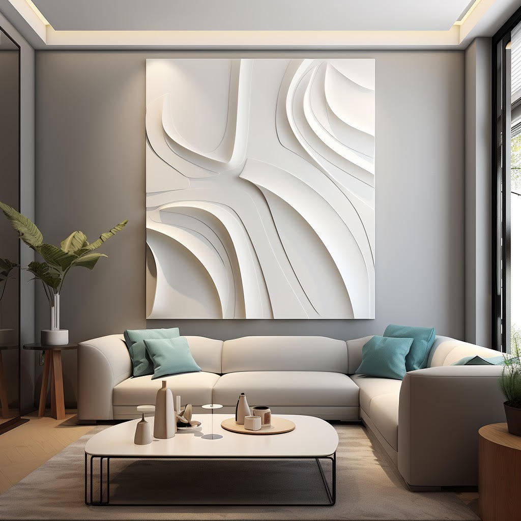 Large pure white sculpture wall art- wood carving