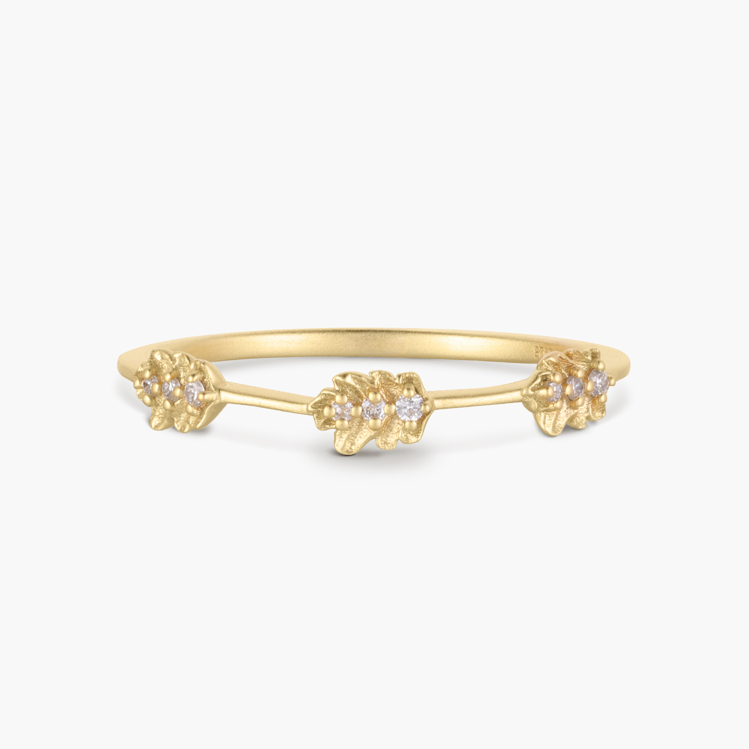 Oak Leaf Gold Plated Stackable Diamond Ring