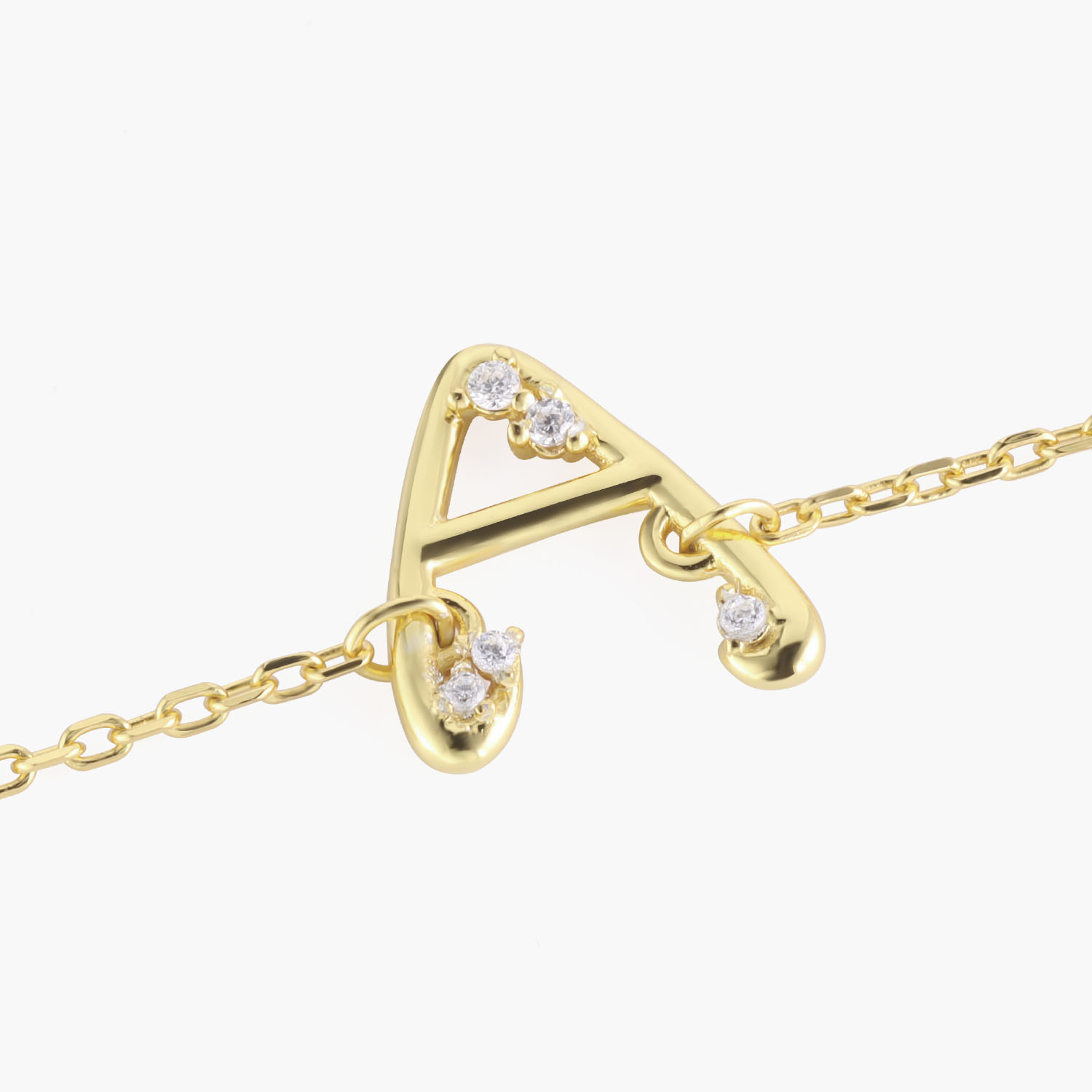 A Letters Gold Plated Customized Diamond Necklace