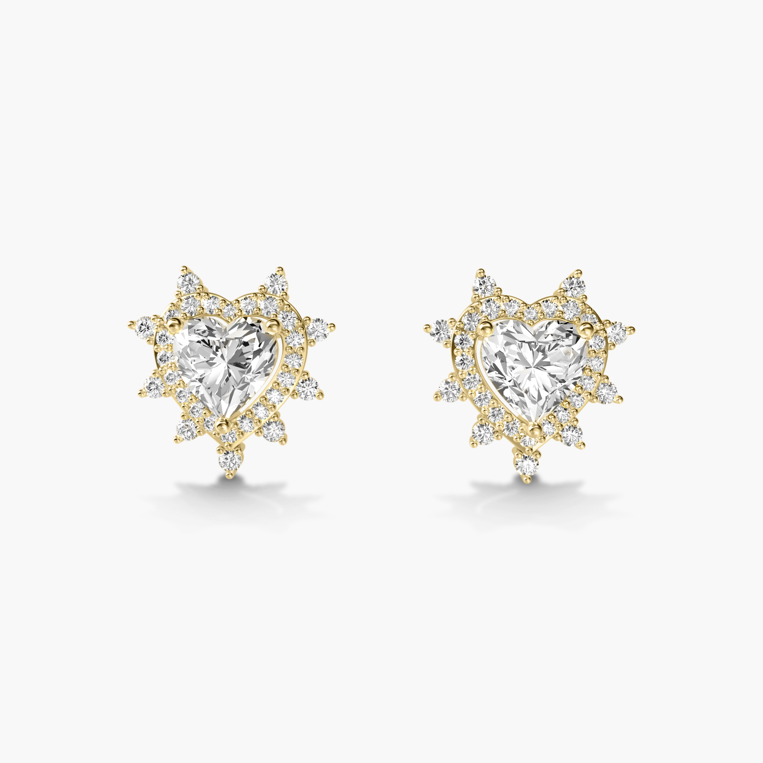 Amore Rose Thorn Heart Stud 18K Gold Diamond Earrings