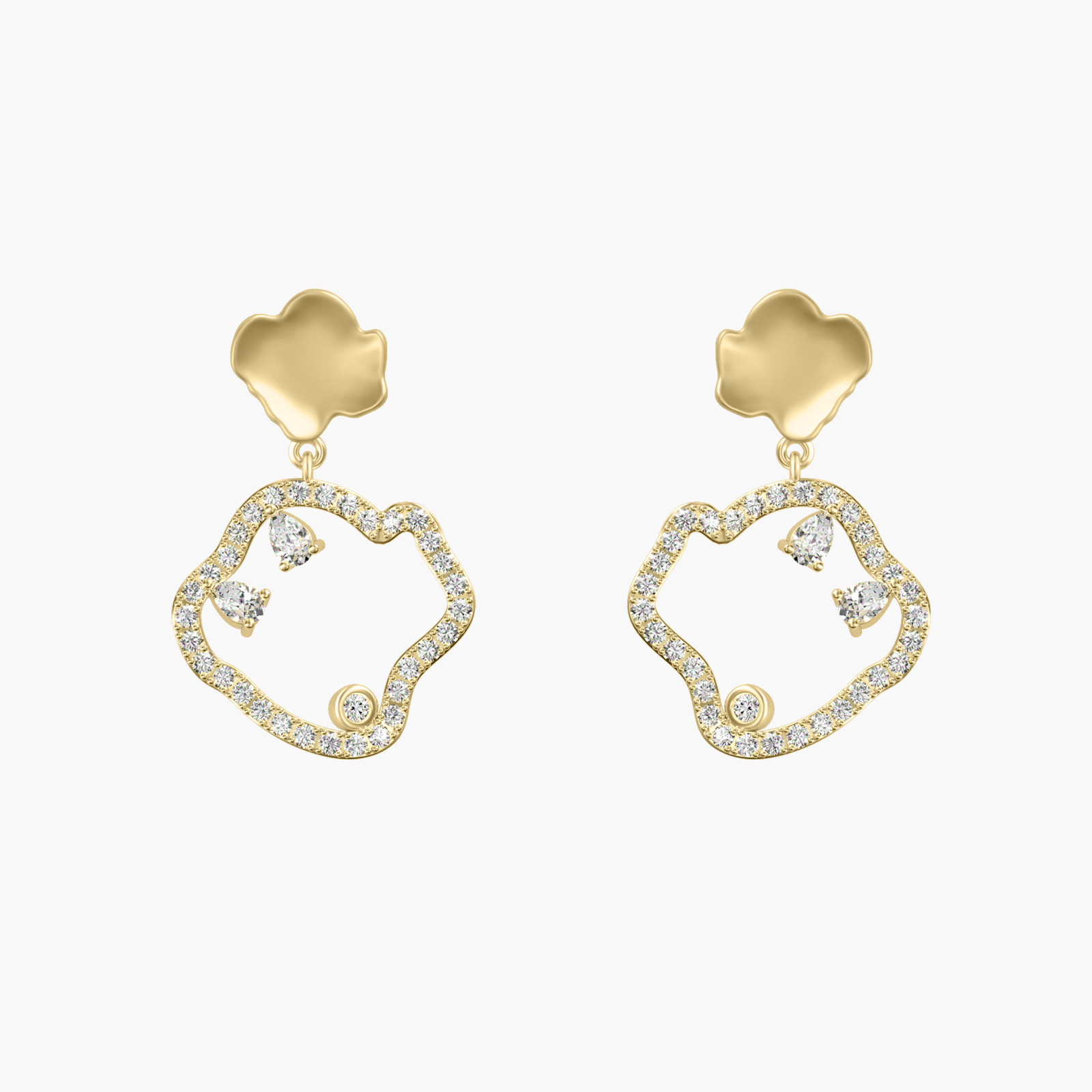 Lettuce Elegance Gold Plated Diamond Earrings