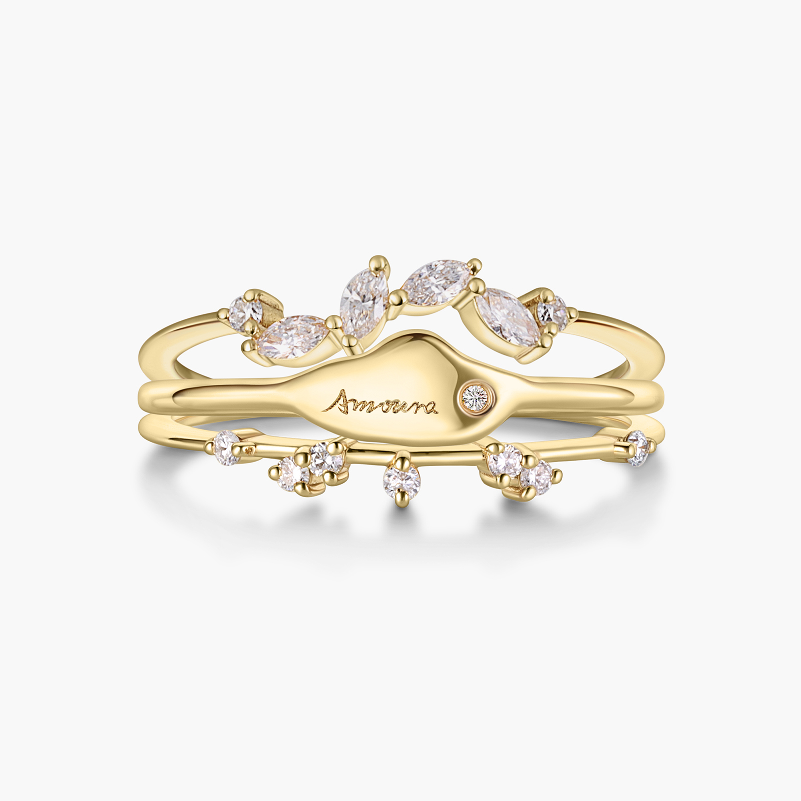 3pcs/Set Customized Gold Plated Stackable Diamond Ring