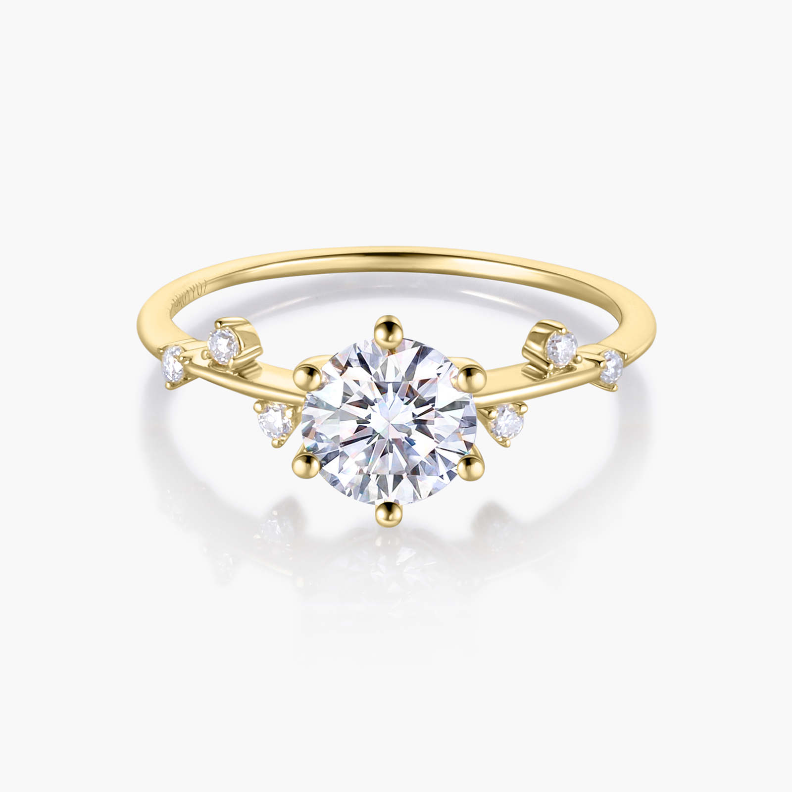 Quince Branch 18K Gold Diamond Ring 3EX Cut D/E/F Color