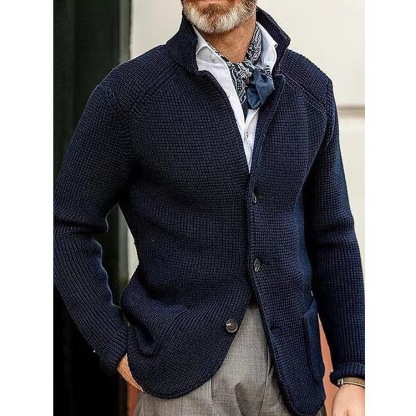 Men's Retro Navy Heavy Knitted Jacket