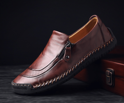 🔥Hot Sale🎁--60% OFF 🎉Mens Handmade Side Zipper Casual Comfy Leather Slip On Loafers