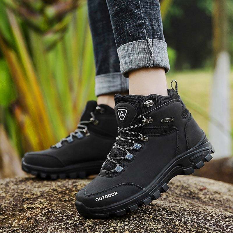 Plush Lighted Genuine Leather Winter Warm Mens Fur Snow Boots