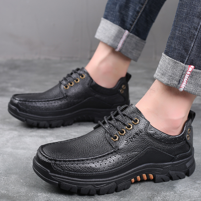 Men’s Cow Leather Waterproof Comfy Non Slip Soft Slip On Casual Shoes
