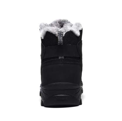 Plush Lighted Genuine Leather Winter Warm Mens Fur Snow Boots