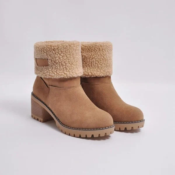 Women Square Heels Snow Boots