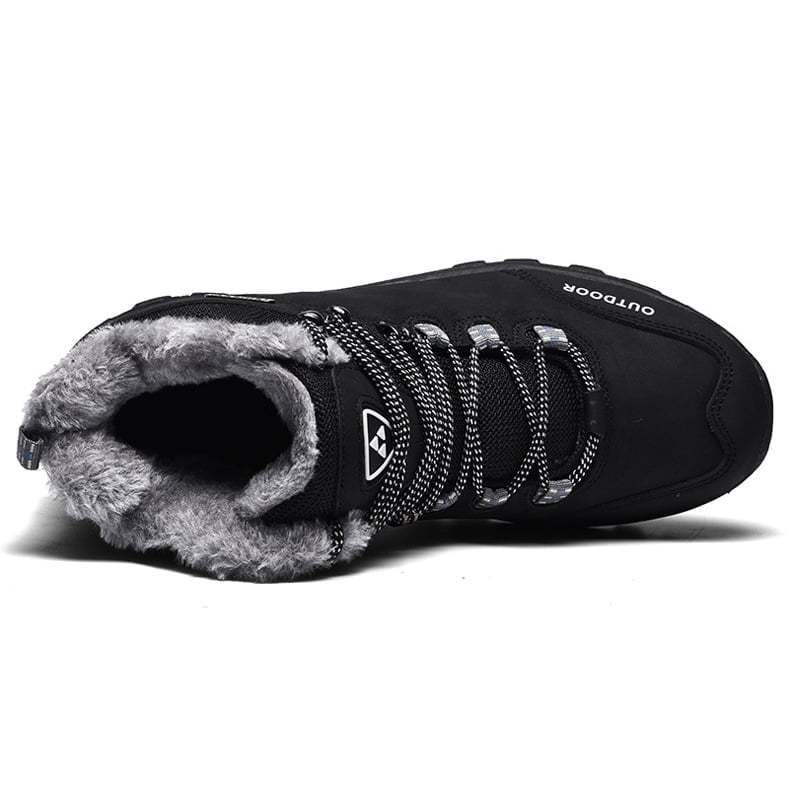 Plush Lighted Genuine Leather Winter Warm Mens Fur Snow Boots
