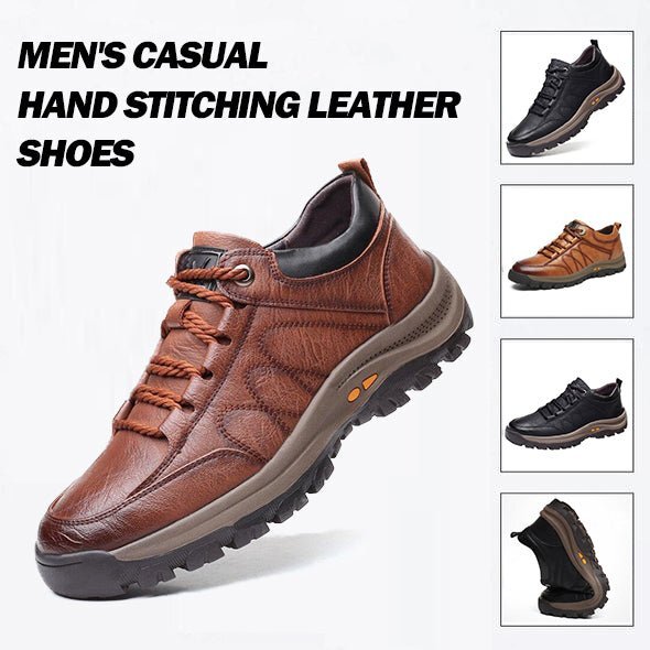 Men's Casual Leather Good Arch Support & Non-slip Outdoor  Breathable Walking Shoes