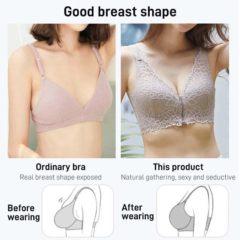 Front Zipper Sexy Lace Bra