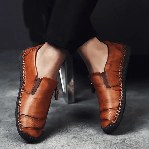 🔥Hot Sale🎁--60% OFF 🎉Mens Handmade Side Zipper Casual Comfy Leather Slip On Loafers