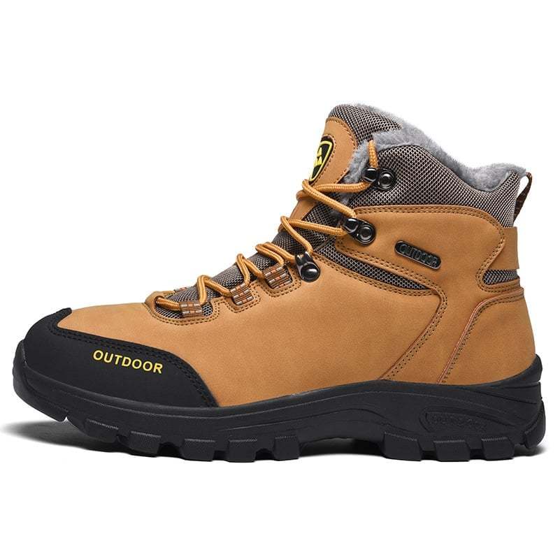 Plush Lighted Genuine Leather Winter Warm Mens Fur Snow Boots