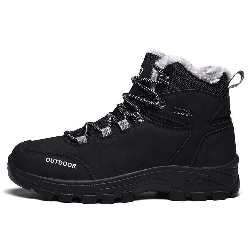 Plush Lighted Genuine Leather Winter Warm Mens Fur Snow Boots
