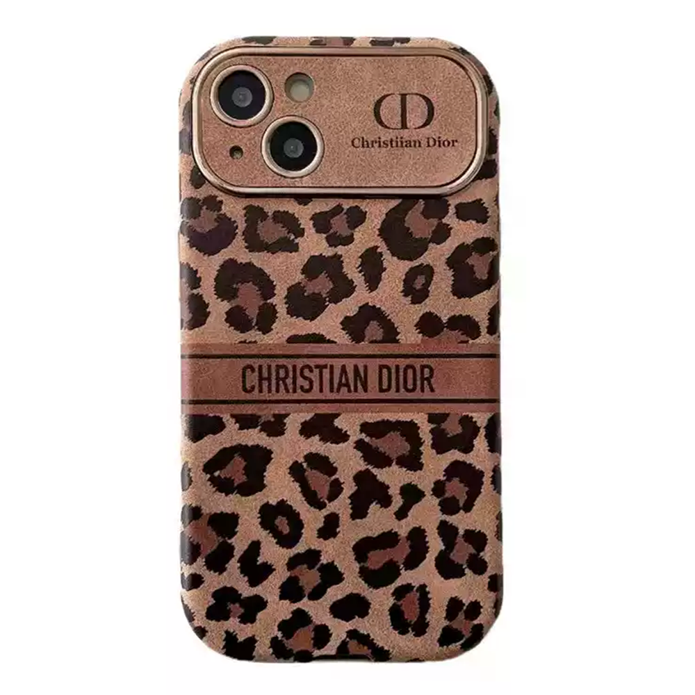 Dior Leopard Velvet Vintage Leather iPhone Case
