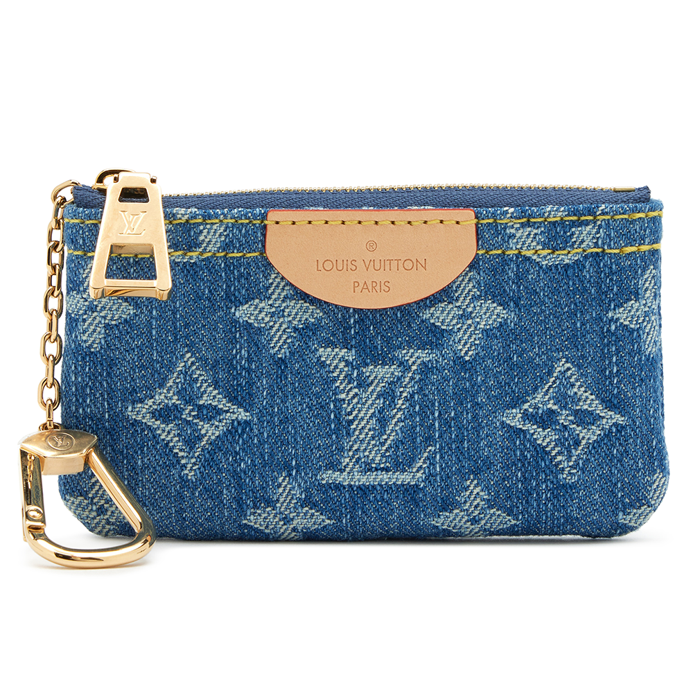 Louis Vuitton Denim Canvas Coin Purse with Zipper & Keychain
