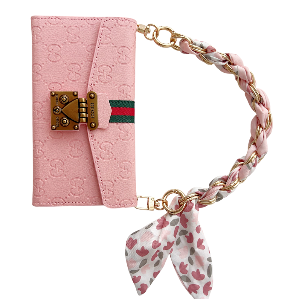  Gucci Colored LeatheriPhone Wallet Case Magnetic Flip Cover With Crossbody Strap