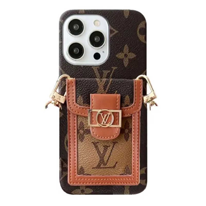 Louis Vuitton Monogram Leather iPhone Wallet Case With Crossbody Strap
