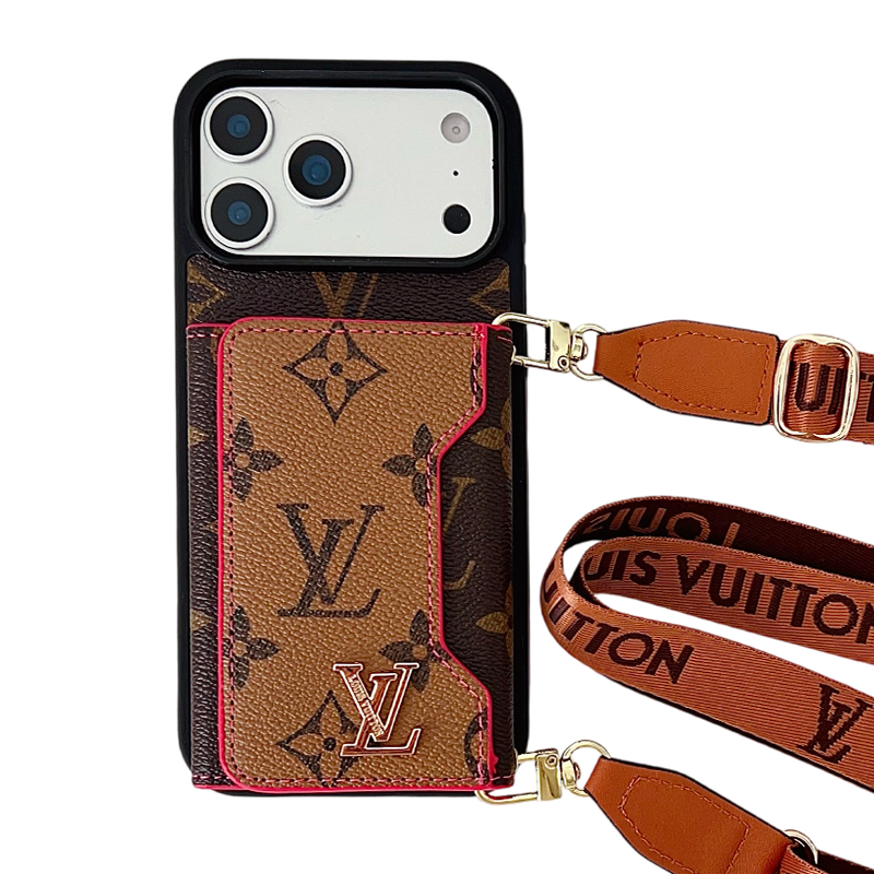 Louis Vuitton Vintage Monogram Leather iPhone Wallet Case With Crossbody Strap