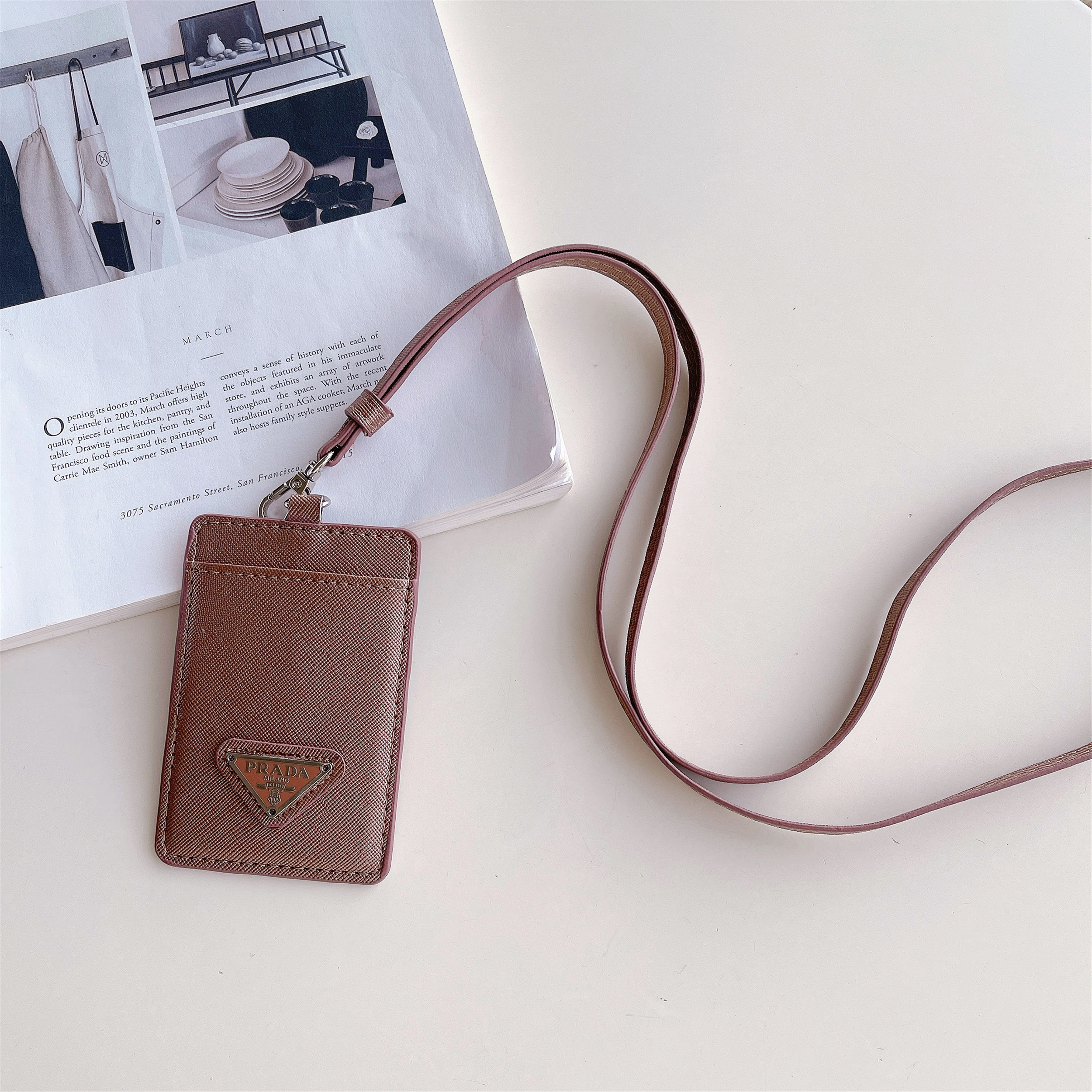 Leather Wallet Card Holder Necklace