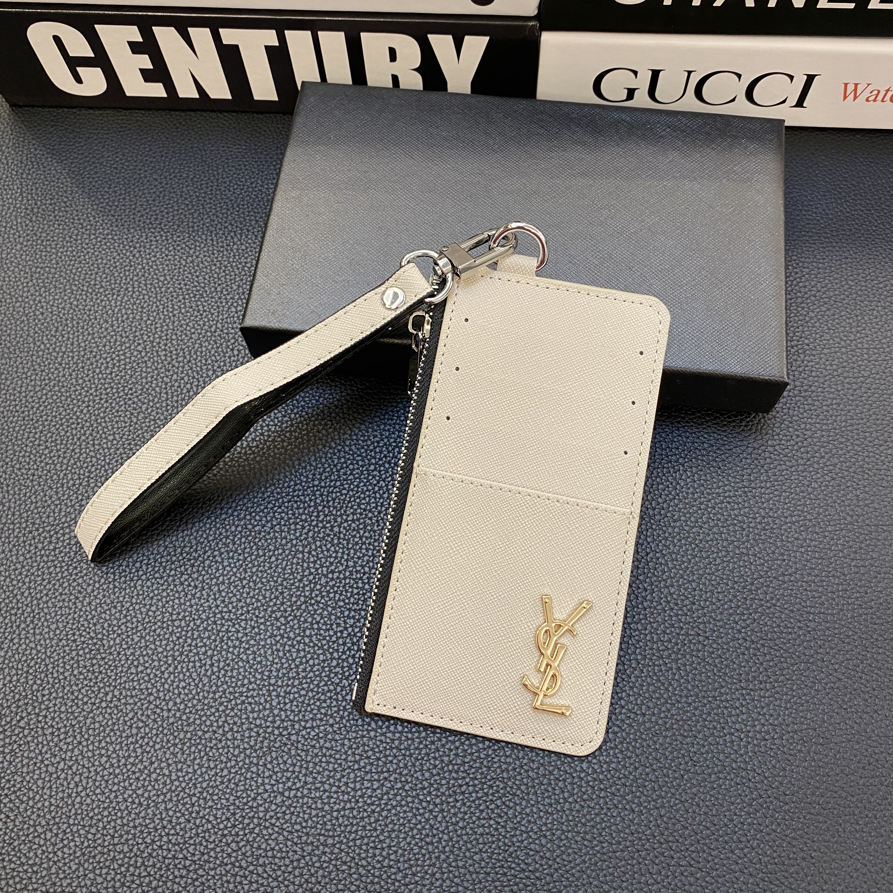 Luxury Leather Zipper Wallet Card Holder & Coin Purse With Bracelet