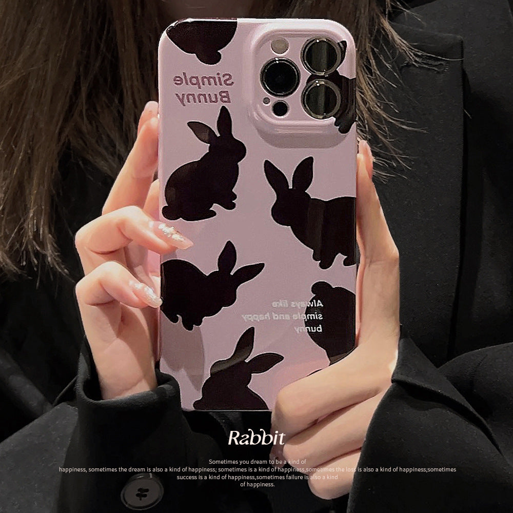 Cream Black Rabbit iPhone Case-BELKCASE
