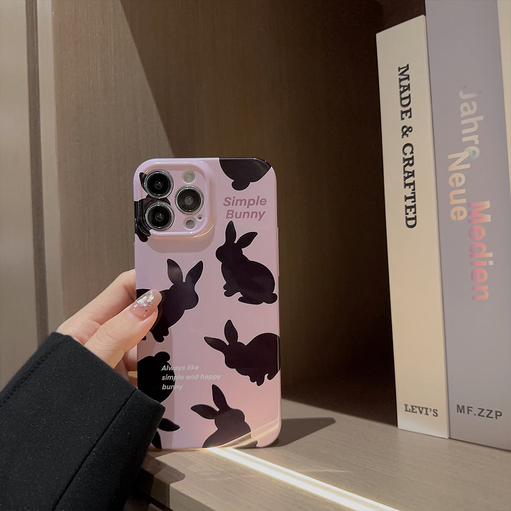 Cream Black Rabbit iPhone Case-BELKCASE