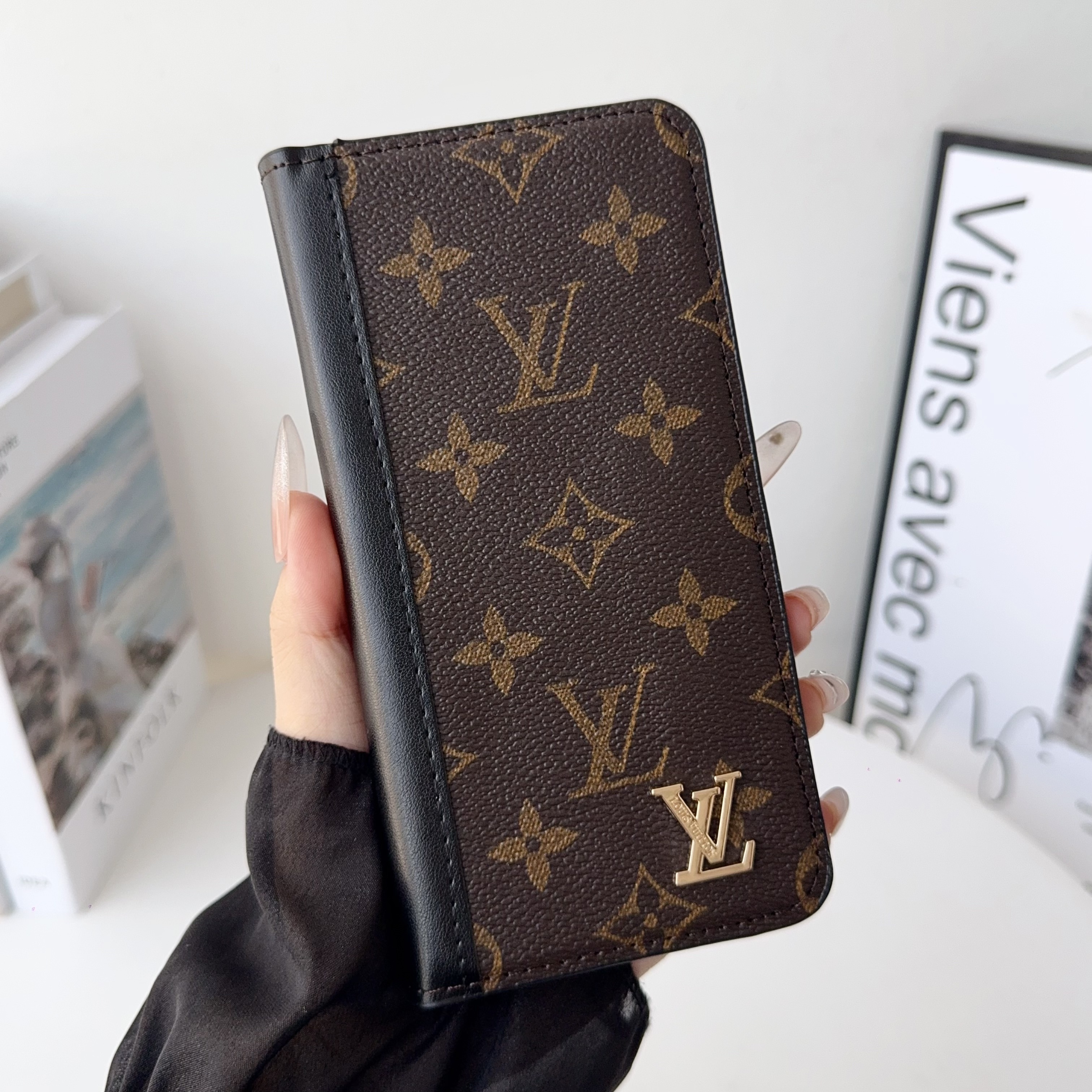 Louis Vuitton Gucci Monogram Leather iPhone Wallet Case Magnetic Flip Cover