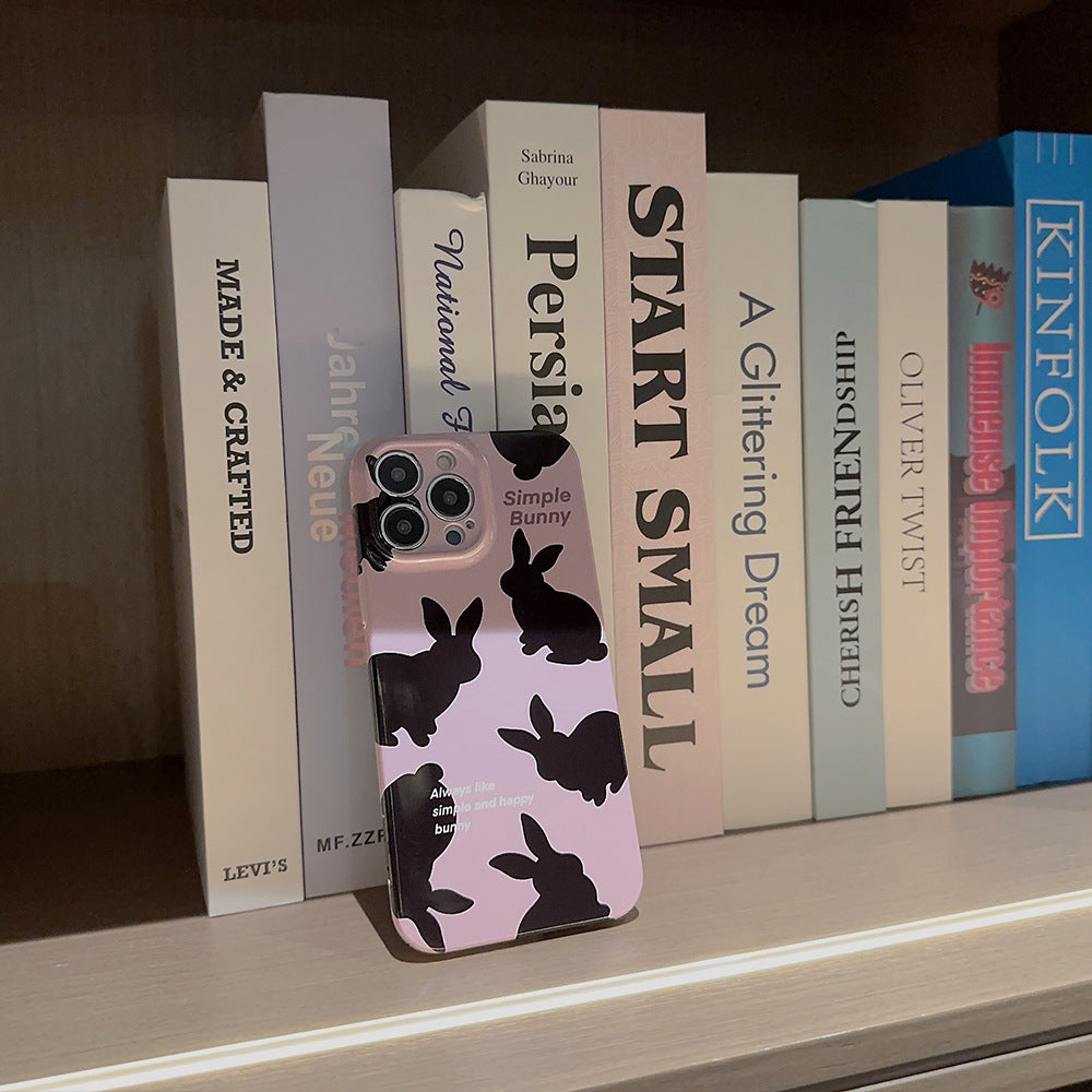 Cream Black Rabbit iPhone Case-BELKCASE