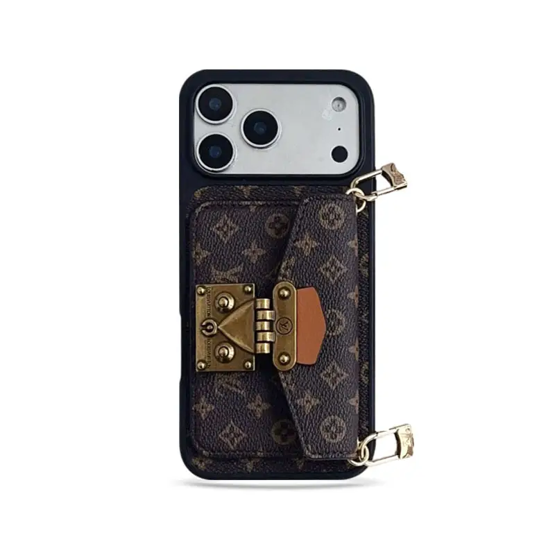 Louis Vuitton Vintage Monogram Leather iPhone Wallet Case With Crossbody Strap