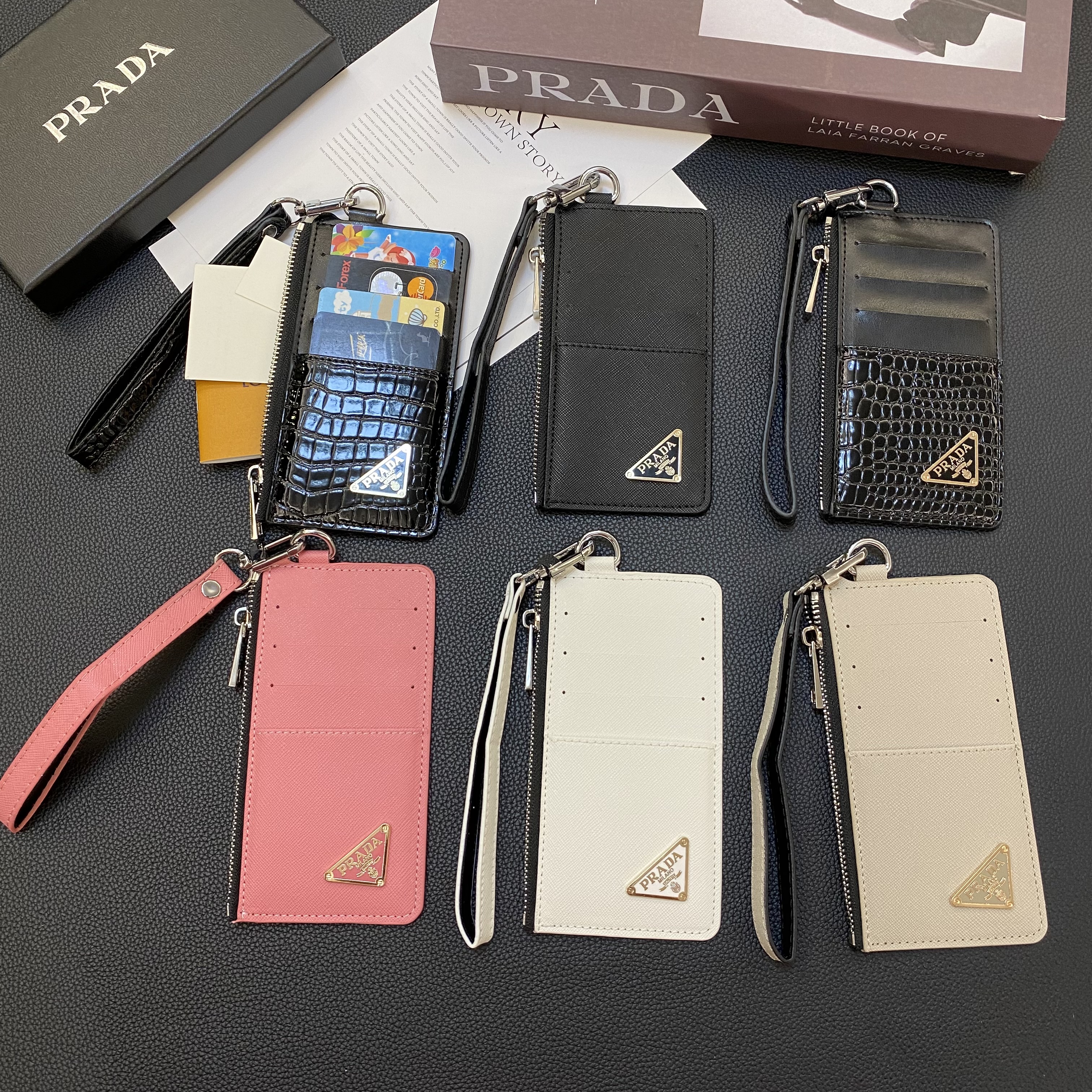 Luxury Leather Zipper Wallet Card Holder & Coin Purse With Bracelet