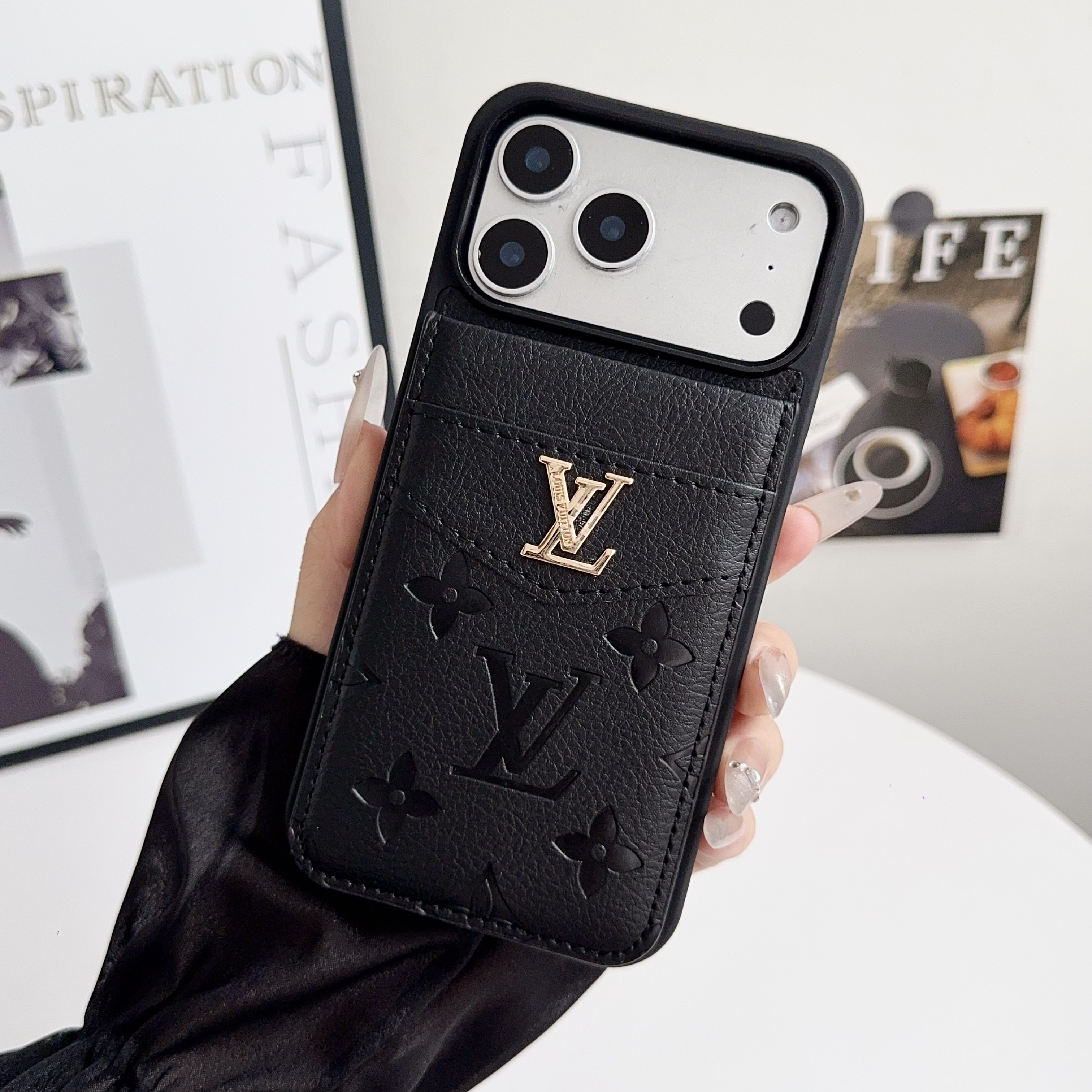 Louis Vuitton Gucci Monogram Leather iPhone Wallet Case Magnetic Flip Case with Stand Support