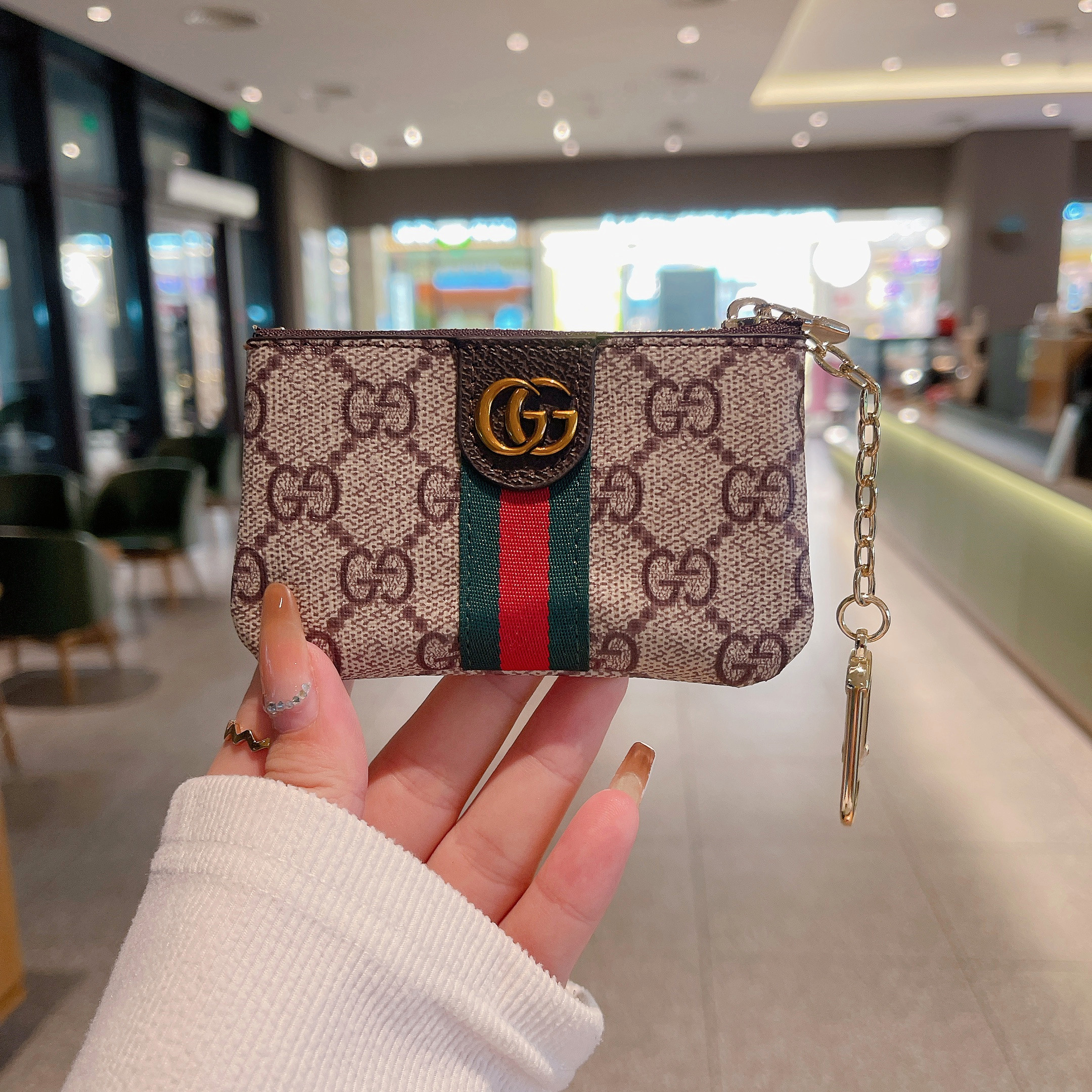 Luxury Leather Coin Purse with Zipper & Keychain