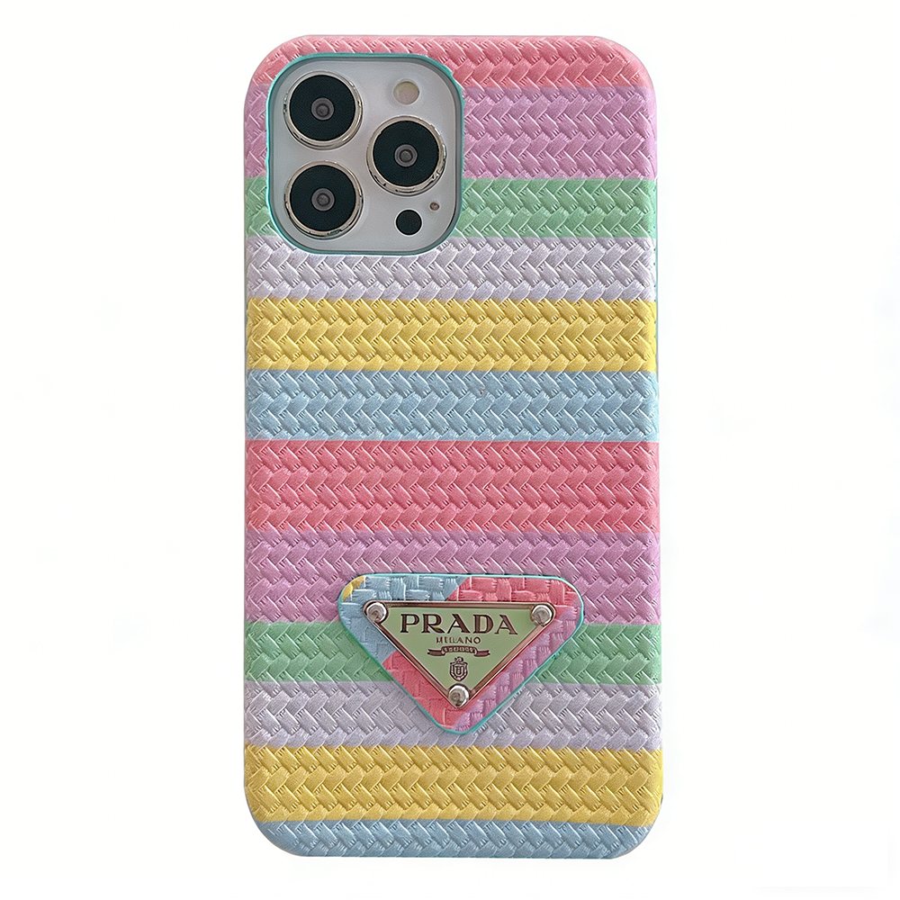 Prada Rainbow Woven Leather iPhone Case