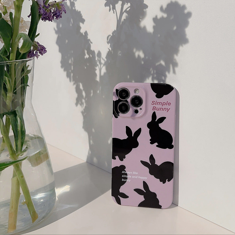 Cream Black Rabbit iPhone Case-BELKCASE