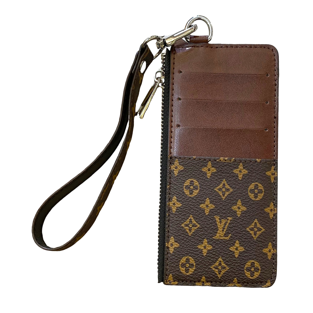 Luxury Leather Zipper Wallet Card Holder & Coin Purse With Bracelet