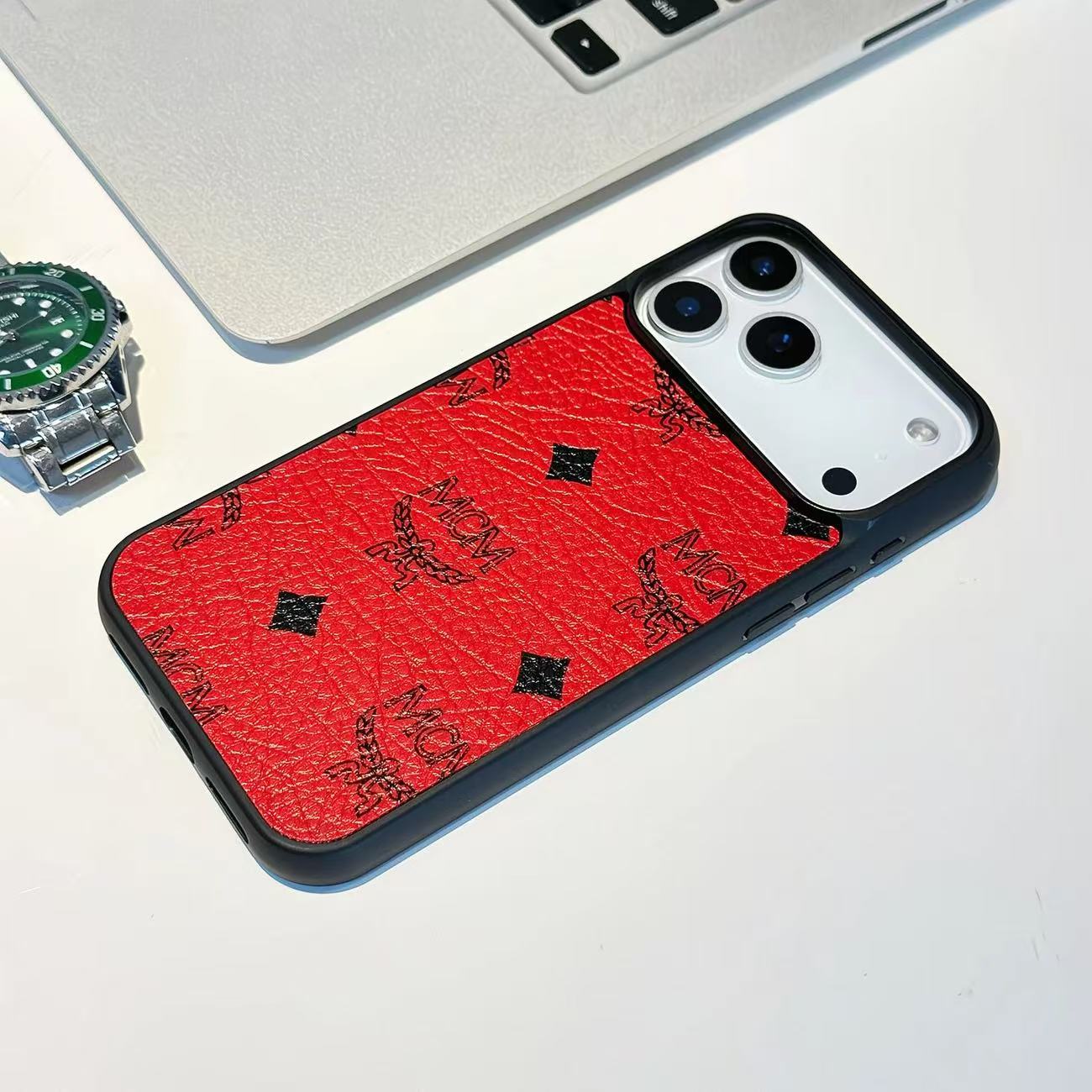 MCM Worldwide Luxury Leather iPhone Case