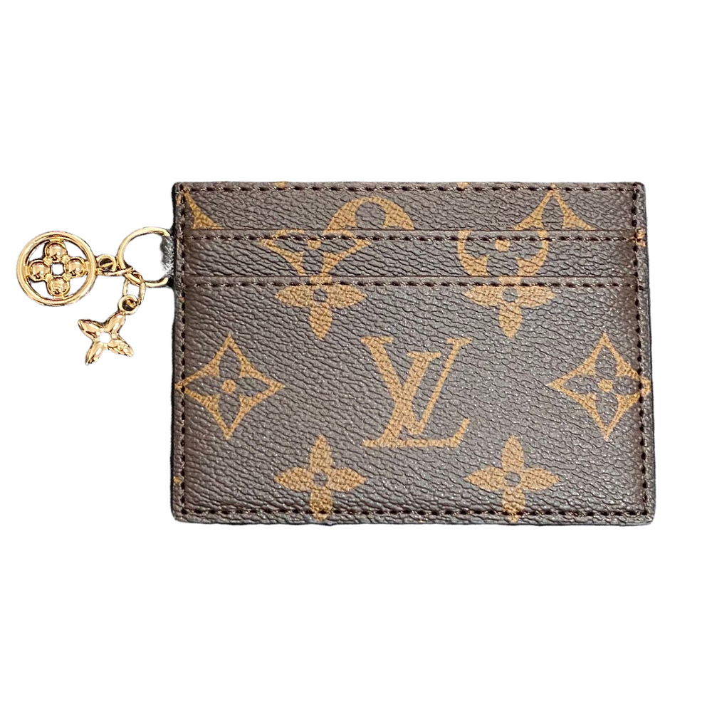 Louis Vuitton Classic Luxury Leather Wallet Card Holder Metal floral decoration-BELKCASE