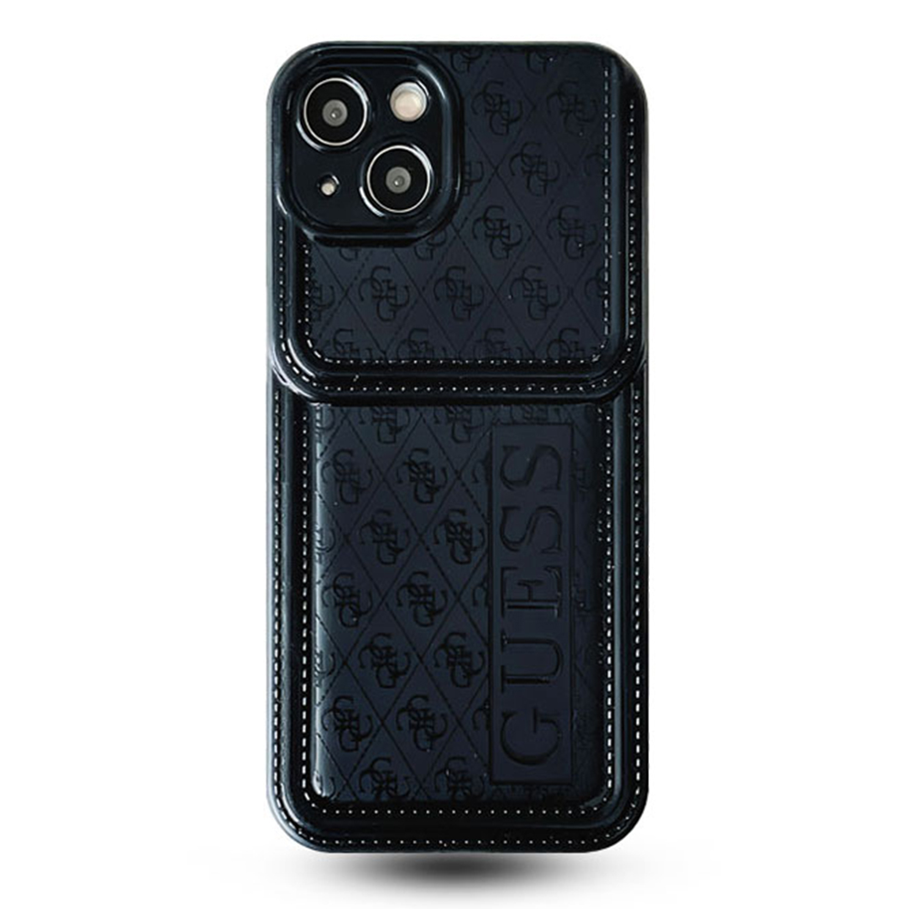 Black Vintage Leather GS iPhone Case-Gold Frame
