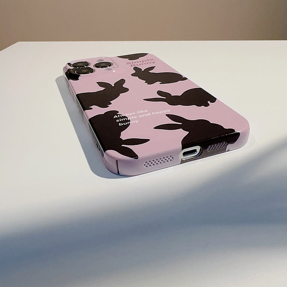 Cream Black Rabbit iPhone Case-BELKCASE
